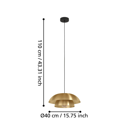 Pendul EGLO Cenciara 900849 E27 1X40W 220-240V,50/60Hz H 1100mm x Ø400mm otel negru otel alama periata/gold IP20 [4]
