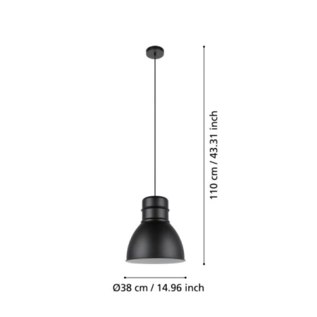 Pendul EGLO Ebury 43621 E27 1X60W 220-240V,50/60Hz H 1100mm x Ø380mm otel negru/alb  IP20 [3]