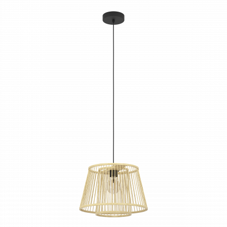 Pendul EGLO Hykeham 43852 E27 1X40W 220-240V,50/60Hz H 1100mm x Ø380mm otel negru lemn natur IP20
