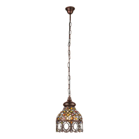 ILUMINAT - Pendul EGLO Jadida 49765 E27 1X60W 220-240V,50/60Hz H 1100mm x Ø220mm otel cupru antichizat sticla colorata IP20