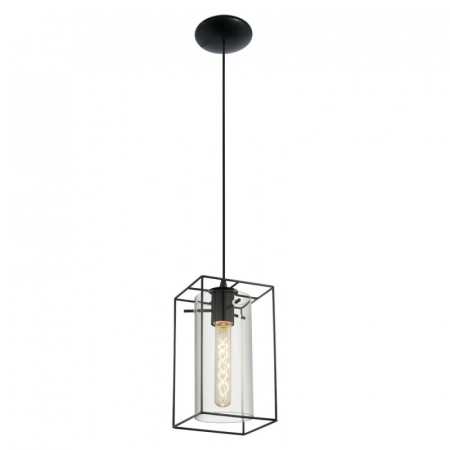 BLACK FRIDAY - Pendul EGLO LONCINO, E27, 1X60W, Otel, Sticla, Negru - 49495