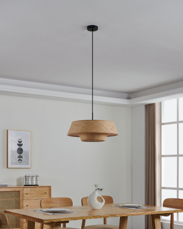 Pendul EGLO Marford 44096 E27 1X60W 220-240V,50/60Hz H 1100mm x Ø500mm otel negru fibra natur IP20 [2]