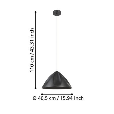 Pendul EGLO Podere 900835 E27 1X40W 220-240V,50/60Hz H 1100mm x Ø425mm otel negru  IP20 [4]