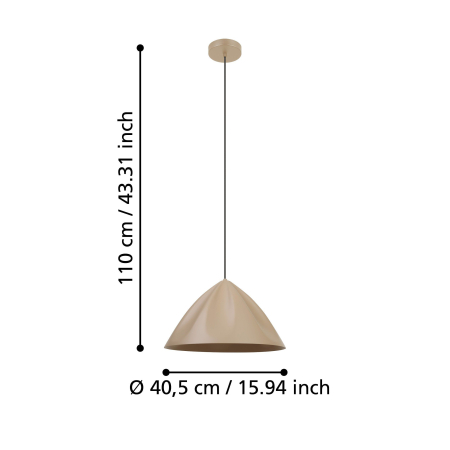 Pendul EGLO Podere 900836 E27 1X40W 220-240V,50/60Hz H 1100mm x Ø425mm otel sandy  IP20 [4]