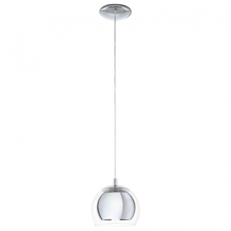 ALEGE SPATIUL - Pendul EGLO Rocamar, 1xE27, 1x60W, Otel/Sticla, Crom/Transparent - 94592