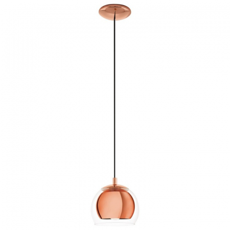 EGLO INTERIOR - Pendul EGLO Rocamar, 1xE27, 1x60W, Otel/Sticla, Cupru/Transparent - 94589