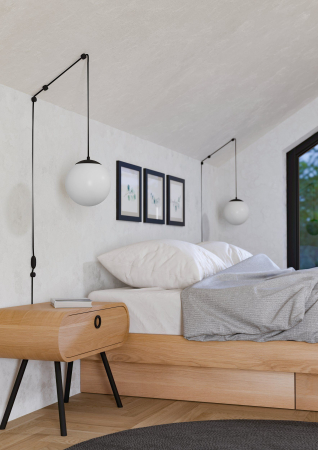 Pendul EGLO Rondo 3 900977 E27 1X40W 220-240V,50/60Hz L 200mm x H 1420mm plastic/otel negru sticla mat/opal alba IP20 [1]