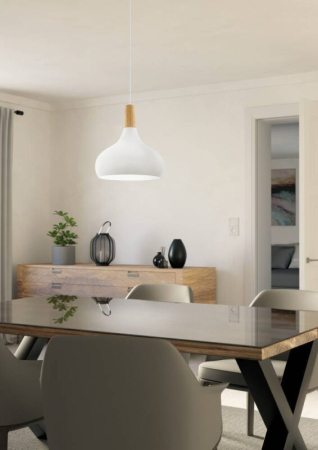 Pendul EGLO Sabinar 901178 E27 1X40W 220-240V,50/60Hz H 1100mm x Ø280mm otel alb lemn maro IP20 [1]