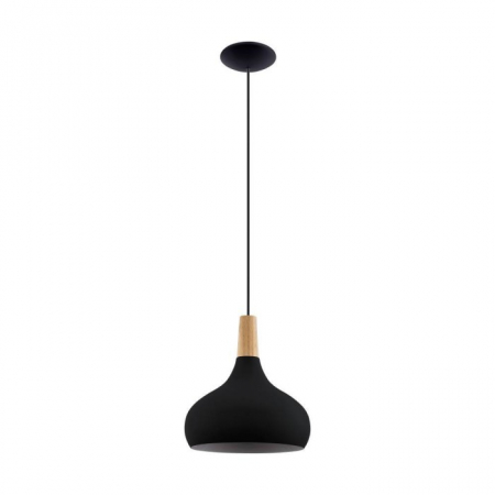 EGLO INTERIOR - Pendul EGLO SABINAR, E27, 1X40W,Otel, Lemn, Negru, Maro, IP20