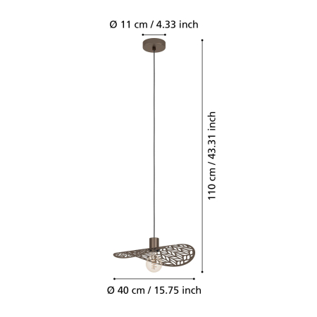 Pendul EGLO Swaby 44124 E27 1X60W 220-240V,50/60Hz H 1100mm x Ø400mm otel bronz  IP20 [3]