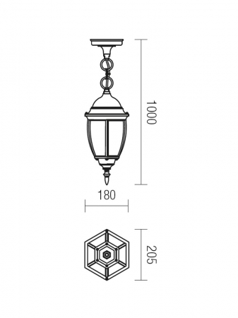 Pendul Exterior SMARTER SEVILLA 9607 E27 1x42W Aluminiu Turnat Negru antic/patina aur IP44 [1]