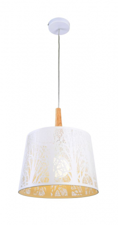 ILUMINAT - Pendul Maytoni Lantern MOD029-PL-01-W E27 1x60W -  Metal/Wood White IP20
