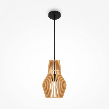ILUMINAT - Pendul Maytoni Roots MOD191PL-01W E27 1x40W -  Metal/Wood Black IP20
