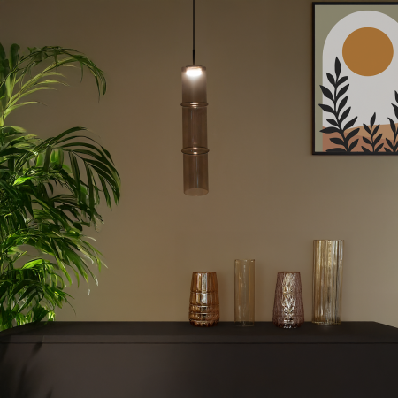 Pendul Milagro Bato LED 4W 388lm 3000K 230V Coffee & Black Metal & Sticla IP20 [7]