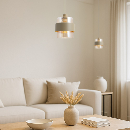 Pendul  Milagro Valentino E27 E27 max 15W   230V Beige Metal & Sticlă IP20 [4]