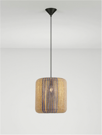 Pendul Nova Luce ABBY 9586604 Natural, Blue & Yellow Rope Sandy Black Steel Base E27 1x12W IP20 [3]