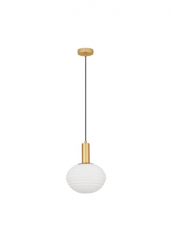 Pendul Nova Luce ALLEN E27 1x12W   Matt Gold Metal & Milky White Structured Glass IP20