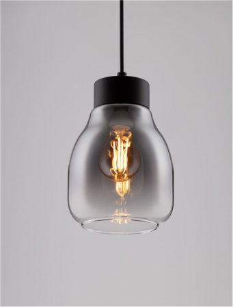 Pendul Nova Luce BLAKU 9009270 E27 1x12W    Gradient Smoke Glass & Black Metal   IP20 [4]