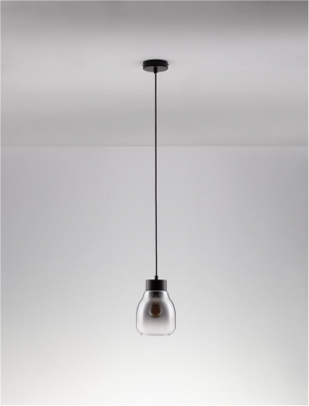 Pendul Nova Luce BLAKU 9009270 E27 1x12W    Gradient Smoke Glass & Black Metal   IP20 [2]