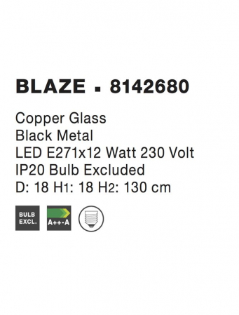 Pendul Nova Luce BLAZE E27 1x12W   Copper Glass Black Metal IP20 [2]