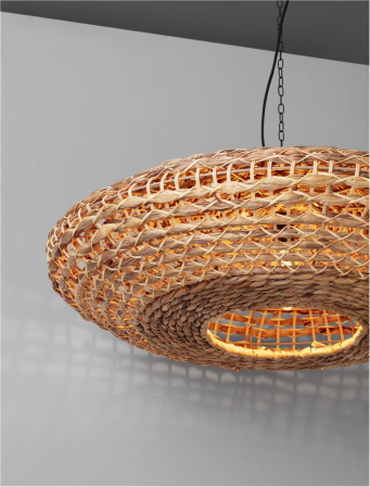 Pendul Nova Luce BOLA 9586522 E27 1x12W    Dried Water Hyacinth Black Fabric W ire & Base   IP20 [4]