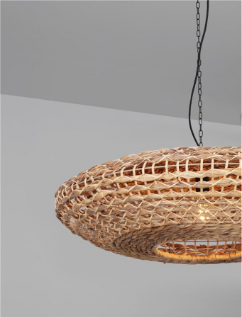 Pendul Nova Luce BOLA 9586522 E27 1x12W    Dried Water Hyacinth Black Fabric W ire & Base   IP20 [5]