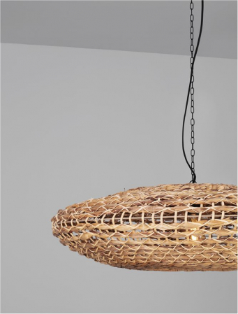 Pendul Nova Luce BOLA 9586522 E27 1x12W    Dried Water Hyacinth Black Fabric W ire & Base   IP20 [6]