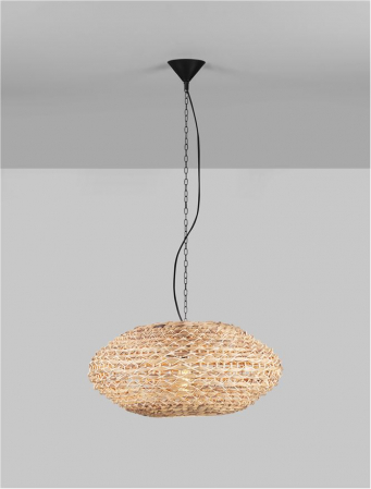 Pendul Nova Luce BOLA 9586523 E27 1x12W    Dried Water Hyacinth Black Fabric W ire & Base   IP20 [2]