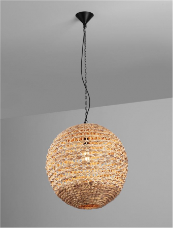 Pendul Nova Luce BOLA 9586524 E27 1x12W    Dried Water Hyacinth Black Fabric W ire & Base   IP20 [4]