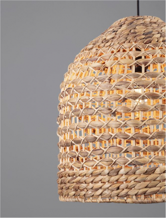 Pendul Nova Luce BOLA 9586525 E27 1x12W    Dried Water Hyacinth Black Fabric W ire & Base   IP20 [4]