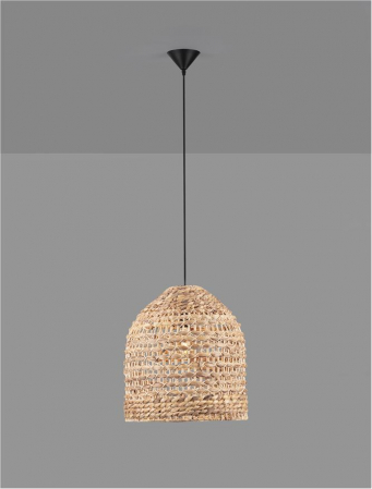 Pendul Nova Luce BOLA 9586525 E27 1x12W    Dried Water Hyacinth Black Fabric W ire & Base   IP20 [2]