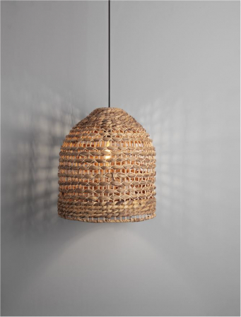 Pendul Nova Luce BOLA 9586525 E27 1x12W    Dried Water Hyacinth Black Fabric W ire & Base   IP20 [6]