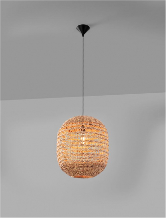 Pendul Nova Luce BOLA 9586526 E27 1x12W    Dried Water Hyacinth Black Fabric W ire & Base   IP20 [5]