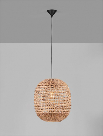 Pendul Nova Luce BOLA 9586526 E27 1x12W    Dried Water Hyacinth Black Fabric W ire & Base   IP20 [7]