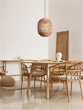 ILUMINAT - Pendul Nova Luce BOLA 9586526 E27 1x12W    Dried Water Hyacinth Black Fabric W ire & Base   IP20