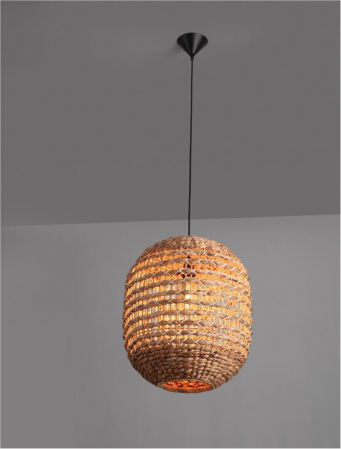 Pendul Nova Luce BOLA 9586526 E27 1x12W    Dried Water Hyacinth Black Fabric W ire & Base   IP20 [6]
