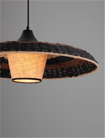Pendul Nova Luce CAPA 9586519 E27 1x12W    Colourful Natural Rattan Black & BroW n Black Fabric W ire & Base   IP20 [3]