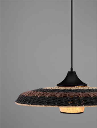 Pendul Nova Luce CAPA 9586519 E27 1x12W    Colourful Natural Rattan Black & BroW n Black Fabric W ire & Base   IP20 [4]