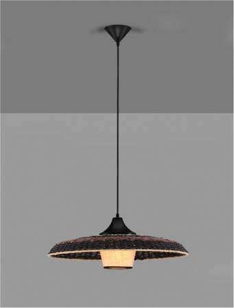 Pendul Nova Luce CAPA 9586519 E27 1x12W    Colourful Natural Rattan Black & BroW n Black Fabric W ire & Base   IP20 [2]