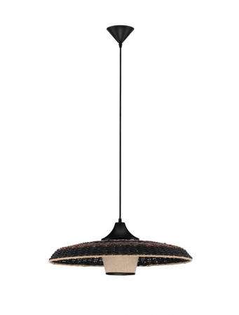 Pendul Nova Luce CAPA 9586519 E27 1x12W    Colourful Natural Rattan Black & BroW n Black Fabric W ire & Base   IP20 [1]