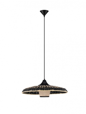 Pendul Nova Luce CAPA 9586520 E27 1x12W    Colorful Natural Rattan Black Fabric W ire & Base   IP20 [1]