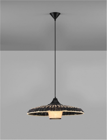 Pendul Nova Luce CAPA 9586520 E27 1x12W    Colorful Natural Rattan Black Fabric W ire & Base   IP20 [2]