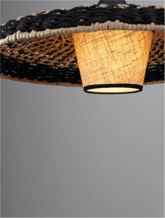 Pendul Nova Luce CAPA 9586520 E27 1x12W    Colorful Natural Rattan Black Fabric W ire & Base   IP20 [6]