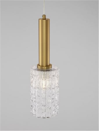 Pendul Nova Luce CERTA 9009273 E27 1x12W    Brass Gold Metal & Clear Structured Glass  IP20 [4]