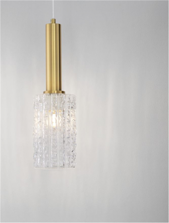 Pendul Nova Luce CERTA 9009273 E27 1x12W    Brass Gold Metal & Clear Structured Glass  IP20 [6]