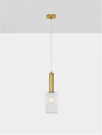 Pendul Nova Luce CERTA 9009273 E27 1x12W    Brass Gold Metal & Clear Structured Glass  IP20 [3]