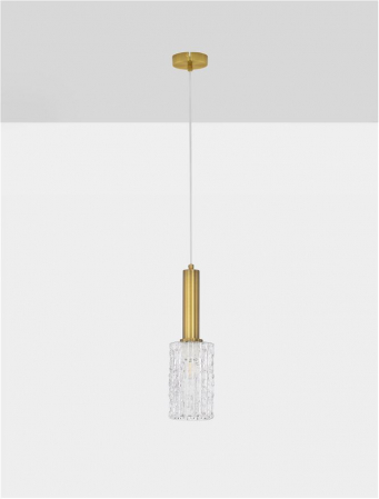 Pendul Nova Luce CERTA 9009273 E27 1x12W    Brass Gold Metal & Clear Structured Glass  IP20 [2]