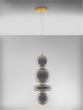 Pendul Nova Luce NAVI 9186952 LED 20W 3000K 2601lm Brass Gold & smokey gray glass   IP20 [2]