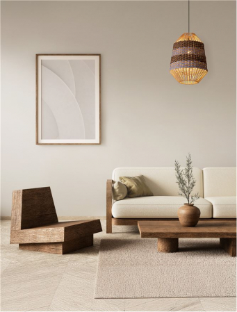 Pendul Nova Luce COPOS 9586609 Natural, Blue & Black Rope Sandy Black Steel Base E27 1x12W IP20 [1]