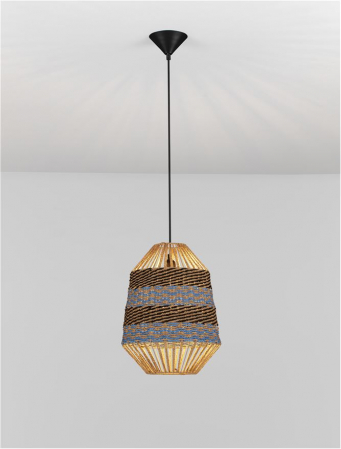 Pendul Nova Luce COPOS 9586609 Natural, Blue & Black Rope Sandy Black Steel Base E27 1x12W IP20 [3]